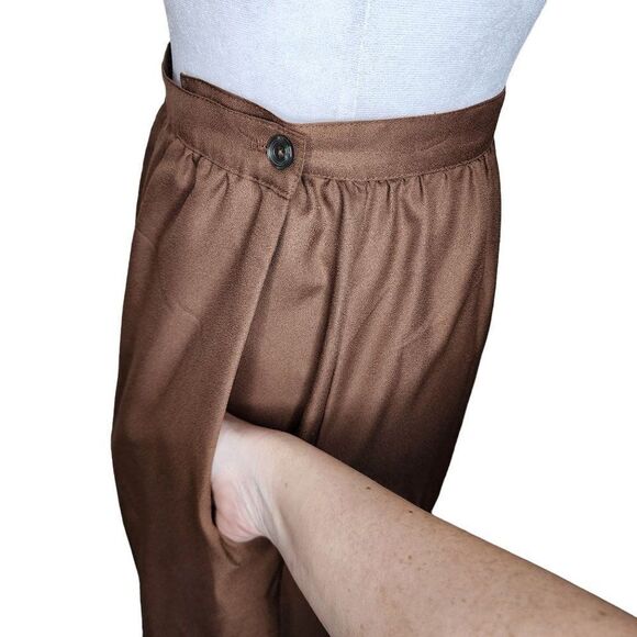 Vintage 80s Judy Bond Basic Skirt Pockets Womens Size Small Brown Office Work - Picture 3 of 4